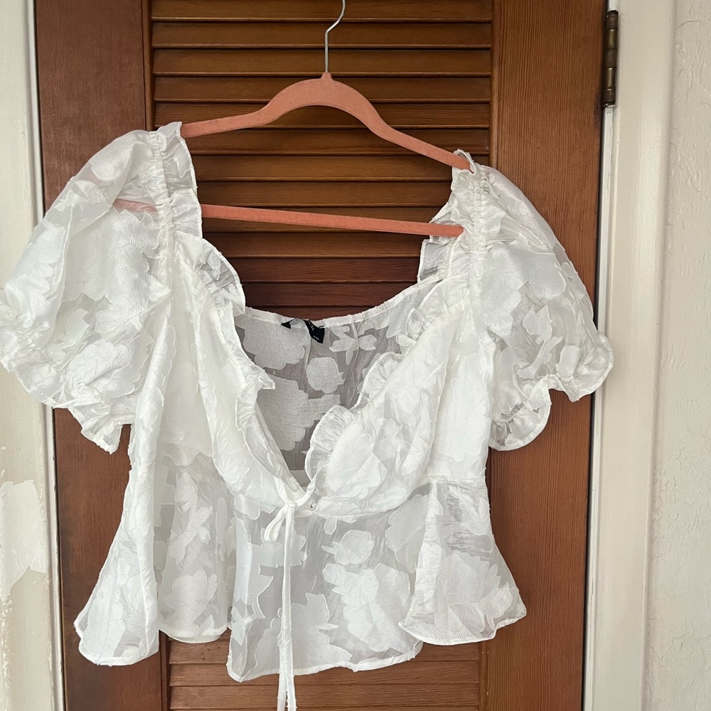 White floral blouse